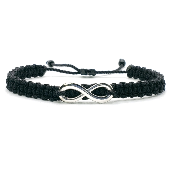 Infinity, bracelet, beautiful black string bracelet, adjustable for man/women - Picture 2 of 4